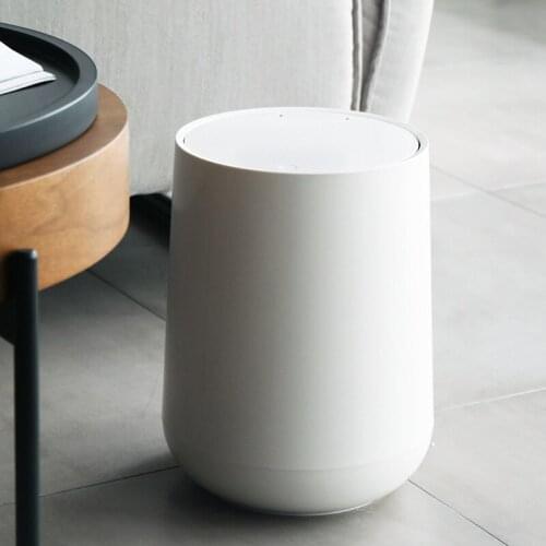 Office Waste Bucket Round Corner Trash Bin Press Open Cover Plastic Garbage Can with Lid Bathroom Mini Bucket Home Storage Bin