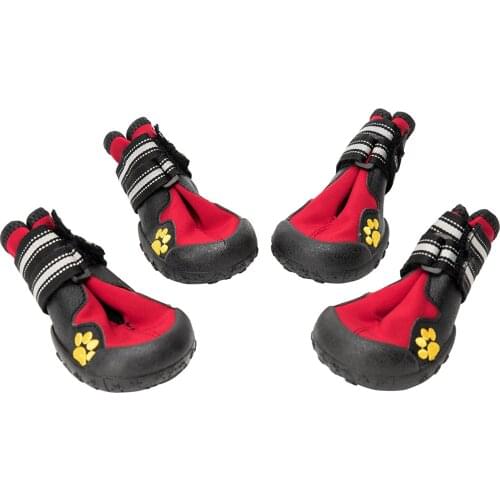 Waterproof Dog Boots Rubber Non Slip Red Dogs Walking Shoes Paw Protectors