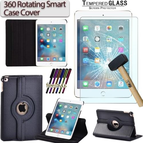 360 Rotating Case for Apple IPad Mini 4 5 A1538 A1550 A2133 A2124 A2125 A2126 Anti-fall Tablet Cover + Tempered Film