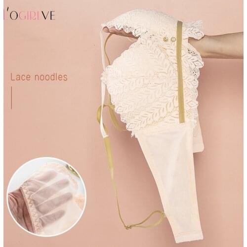 Logirlve Top Women Sexy Lace Push Up Bras For Women Bralette Wire Free 3/4 Cup Lingerie Brassiere Underwear