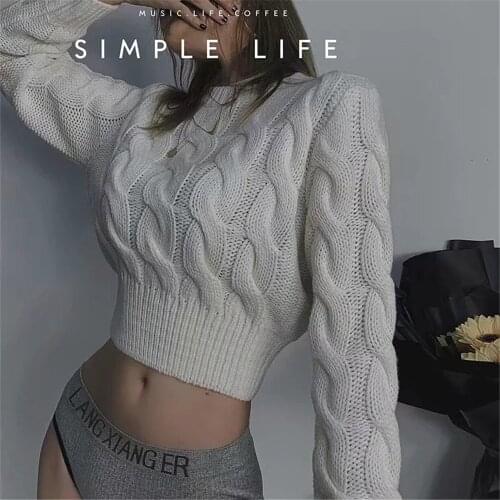 3 Color Classic Women Long Sleeve Knitted Twist Sweater Fashion Solid Color Slim Fit Pullovers Autumn Winter Warm Crop Tops