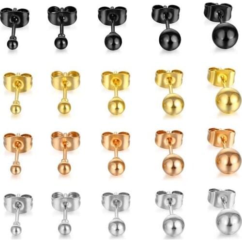 1 Piece Punk Stainless Steel Small Stud Earrings for Women Party Gift Trendy Men Jewelry Earrings