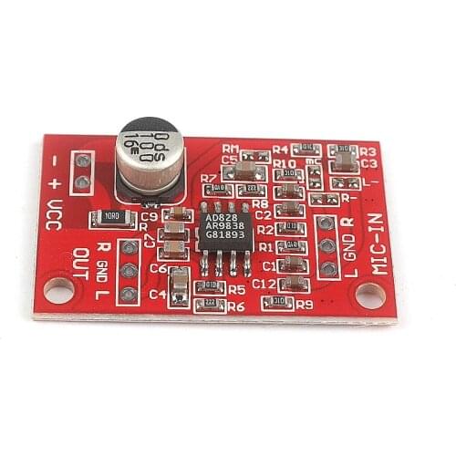 2-channel design AD828 Preamplifier stereo Dynamic microphone preamplifier board 33mm * 20mm