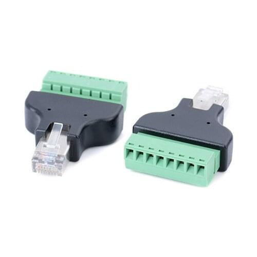 2pc/lot Networking Ethernet RJ45 Female To 8Pin Screw Terminal Connector Adapter Cable For CCTV Digital DVR