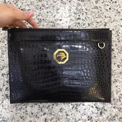 2021 Fashion Stefano Briefcase Genuine Leather Messenger Bags Crocodile Leather Black Casual Envelope Bag Men Women hand bags