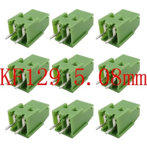 5Pcs Green KF129 2Pin 5.08mm Pitch Straight Needle PCB Screw Terminal Blocks Connector KF129-5.08-2P Can be Spliced Terminals