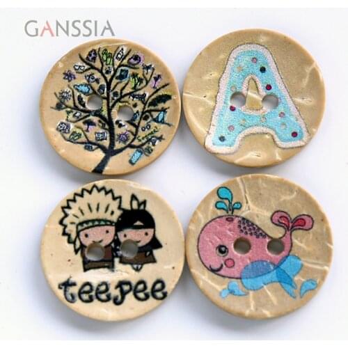 50pcs/lot Size:11.5mm (15/32") Cartoon Coconut Color Buttons Wooden Button Clothing Baby Clothing Sewing Accessories (ss-258)