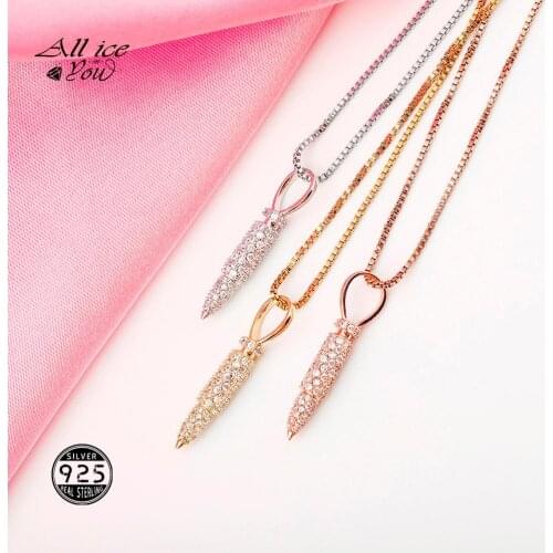 ALLICEONYOU 925 Sterling Silver High Quality Iced Out Cubic Zirconia Square Cross Pendant&Necklace Hip Hop Fashion Jewelry Gift