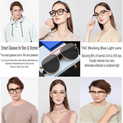 K3 Bluetooth 5.0 Wireless Smart Glasses Audio Music Navigation Sport Headset Eyewear Anti-Blue Light Intelligent Call Sunglasses