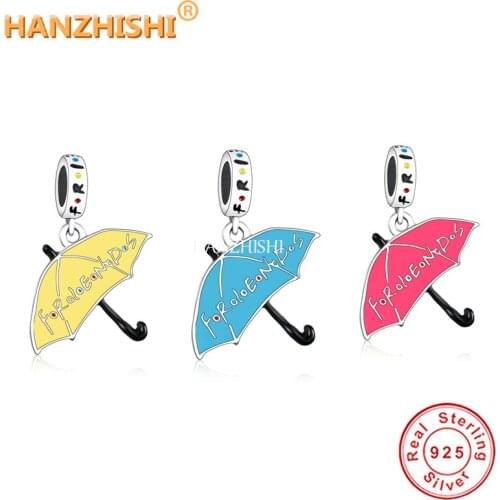 Wholesale Price Fit Snake Bracelet Necklace DIY Jewelry New Fashion 925 Sterling Silver Red Blue Yellow Umbrella Dangle Charms