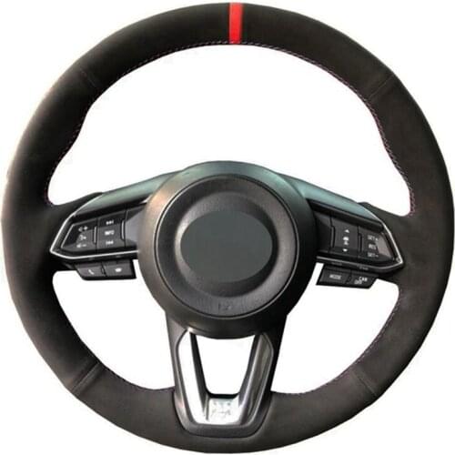 Car Steering Wheel Cover DIY Soft Black Suede For Mazda 3 Axela 2017-2019 Mazda 6 Atenza 2017-2019 CX-3 CX-4 CX-5 CX-9 CX9 CX-8