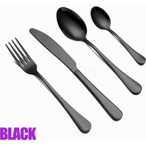 Black Tableware Western Cutlery Set 4pcs Stainless Steel Dinnerware Set Mirror Tableware Cutlery Kitchen Dinner Set Silverware
