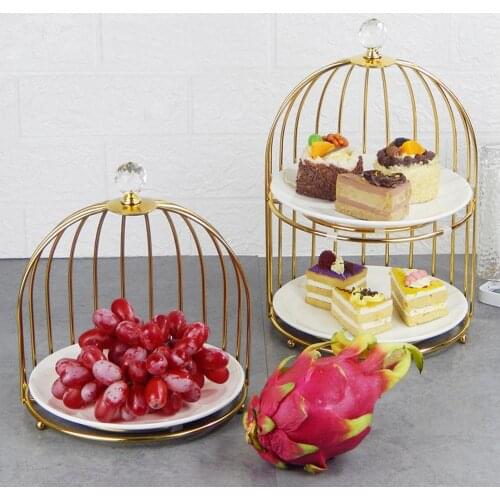 Fruit Dessert Plate, Cake Iron Shelf, Bird Cage Design for Birthday Holiday Wedding Event Party