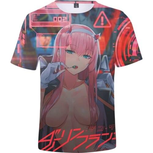 Zero Two Darling In The Franxx 3d Mens T-shirt Casual T-shirt Men Summer Harajuku O-Neck Hip Hop Streetwear T-shirt Tees Unisex