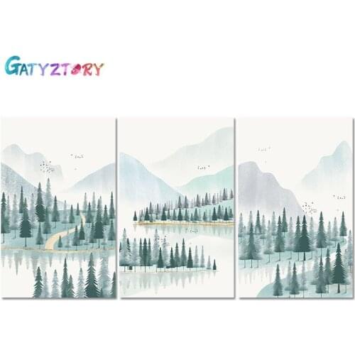 GATYZTORY Frame DIY Green Tree Painting By Numbers Scenery Picture Canvas By Numbers Modern Abstract Handpainted Oil Painting Ho