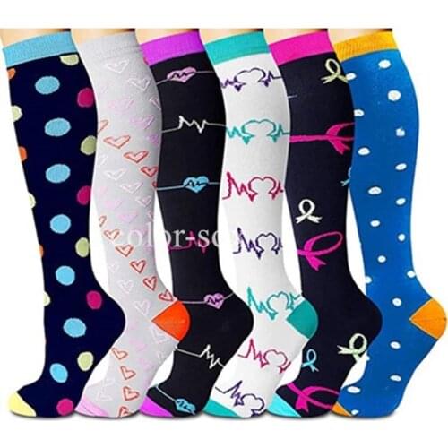 Multi-color Compression Socks Long Golfs Tube Socks Women Men Over Knee Compress Socks Outdoor Running Nursing Calf Socks Female