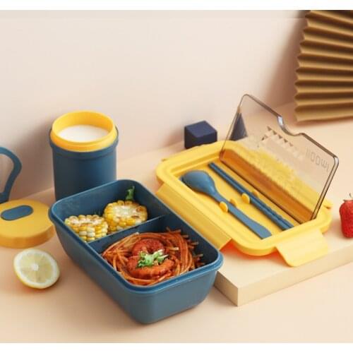 1100ml Microwave Lunch Box Portable 2 Layer Food Container Healthy Lunch Bento Boxes Lunchbox With Cutlery containers for food