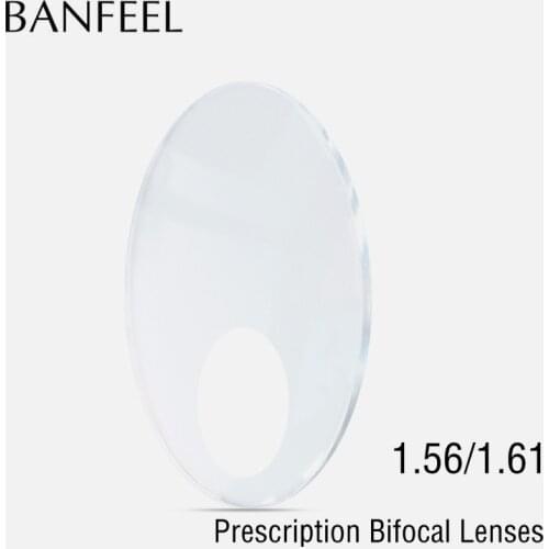 BANFEEL 1.56 1.61 Index Round Top Spectacle Bifocal Lenses to Far and Near Myopia Prescription Hyperopia Reading lens