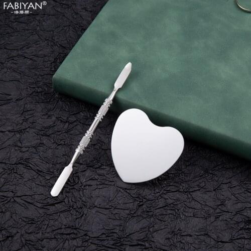 Makeup Stainless Steel Nail Art Polish Mixing Plate With Finger Ring Foundation Eye Shadow Mixing Palette With Rod Spatula