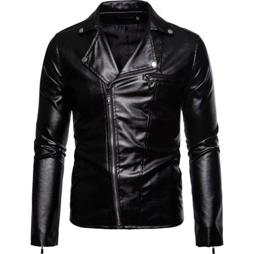Brand clothing Mens Leather Jacket Autumn Winter New Style Mens Motorcycle Leather Garment Multi-zipper Lapel Brief Design 3XL