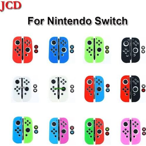 JCD Soft Cover Protective Silicone Shell Case with Cute Cat Paw Claw Thumbstick Joystick Grip Cap for Nintendo Switch NS Joy-Con
