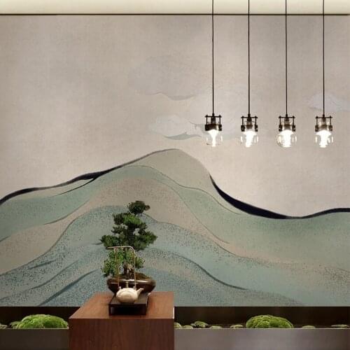 MASAR Chinese painted mountain line custom mural restaurant living room background wall paper creative wallpaper Mountain line