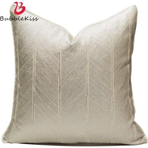 Bubble Kiss Silvery Grey Jacquard Cushion Cover Striped Pattern Luxury Throw Pillow Cover Home Party Sofa Decorative Pillowcase