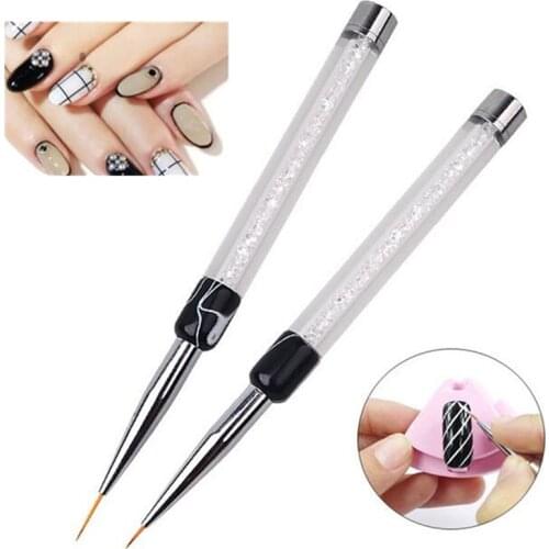 New 7/14mm Nail Art Brush Nail Liner Tools Crystal Acrylic Nail Art Brushes UV Gel Painting Line Brush Nylon Hair Pen Manicure