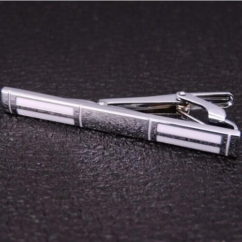 Novelty Tie Clip Classical Men Wedding Tie Bar Quality Enamel Tie Collar Pin white pattern Business Suit accessories gift