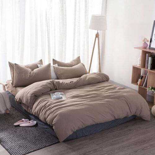 Bedding Set 200 × 230 Japanese washed cotton extra large bedding set solid color four-piece bedding solid down quilt cover