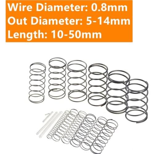10PCS 0.8* 5-14mm*10-50mm Spring Steel Small Compression Release Mechanical Return Spring Pressure Spring