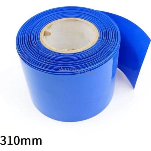 PVC Heat Shrink Tube 310mm Width Blue Protector Shrinkable Cable Sleeve Sheath Pack Cover for 18650 Lithium Battery Film Wrap