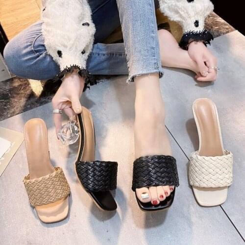 Crystal High-heel Slippers Women Summer New Womens Shoes Woven Sandals Shoes for Women Fashion Shoes