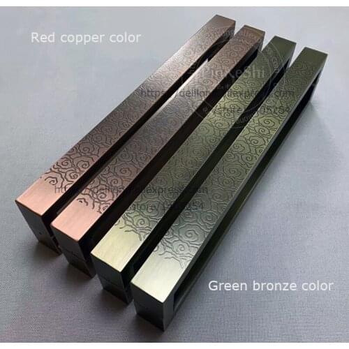 Stainless steel glass door square handle ancient bronze color, wooden door carved cloud type black color door handle hardware