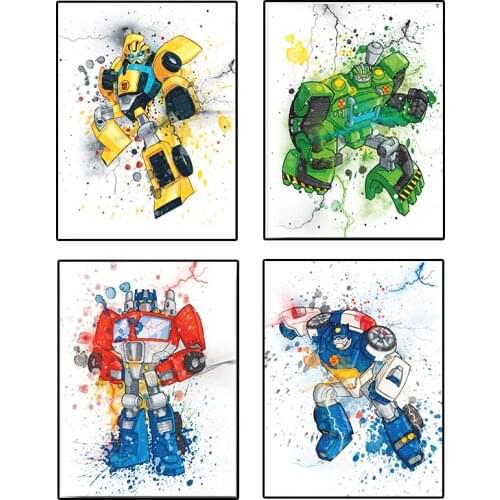 Transformers Anime Canvas Painting Rescue Robot Academy Posters and Prints Print Mural Pictures Childrens Room Home Wall Decor