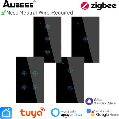 Tuya Zigbee Smart Light EU US Switch With Luxuray Glass Panel Touch Sensor Smart Wall Switch Voice Work With Alexa Google Home