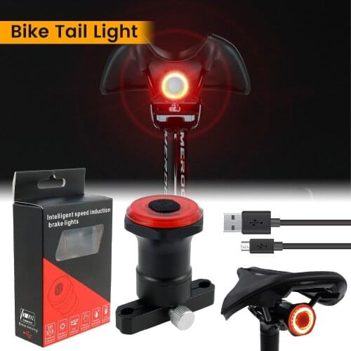 Smart Bicycle Tail Rear Light Auto Start Stop Brake IPX6 Waterproof USB Charge Cycling Tail Taillight Bike LED Lights