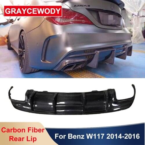 W117 FD Style Real Carbon Fiber Rear Spoiler Lip Shovel Bumper For BENZ CLA200 CLA220 CLA260 CLA45 2017-2019 Modification Part