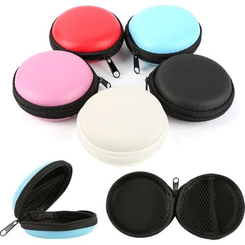 Protective earphone storage box round protection box data cable small pills jewelry earphone travel storage box Earphone