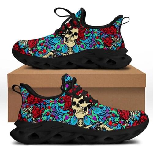 FORUDESIGNS Hot Sale Women Sneakers Skeleton Prints Mesh Breathable Flats Shoes Teenager Girls Hard-Wearing Light Casual Shoe