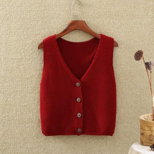 2021 Woman High Quality Spring Autumn Single-Breasted Waistcoat Female Solid Knitted Vest Ladies Knitting Sleeveless Jacket Q233