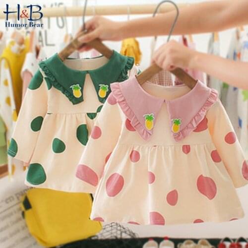 Humor Bear Baby Dress New Spring Autumn Long Sleeve Ruffle Ploka Dot Printed Casual Princess Dress Toddler Infant Clothes