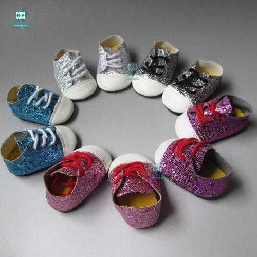 One pair 7cm Fashion sports baby shoes for doll fit 18 inches 45cm American doll and new born doll accessories