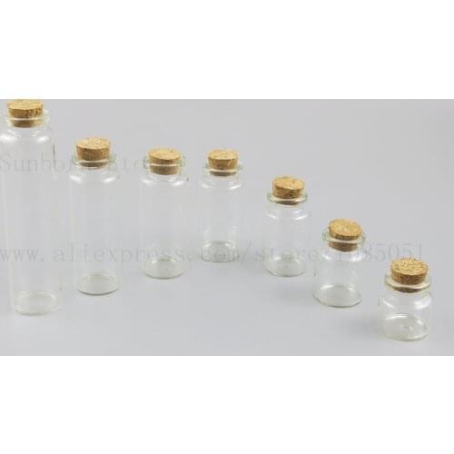 10ml 15ml 20ml 25ml 1oz Wish Bottle Tiny Small Empty Clear Cork Glass Bottles Vials For Wedding Holiday Decoration Gift 50pcs
