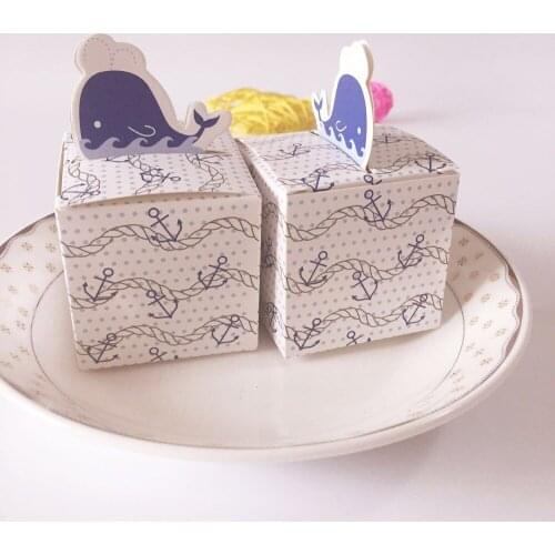 10pcs/lot DIY Nautical Whale Anchor Candy boxes for Baby Shower Party Wedding Christmas Gifts box Decoration Kids Favors