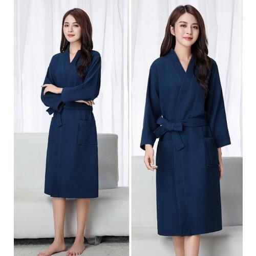 100% Cotton Long Thick Absorbent Terry Bath Robe Kimono Men Light Weight Towel Bathrobe Plus Sleepwear Women Dressing Gown