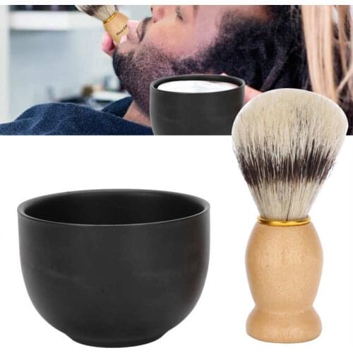 2pcs / Set Men Shaving Soap Bowl Shaving Brush Beard Brush Men Face Grooming Tool Kit Barber Brush