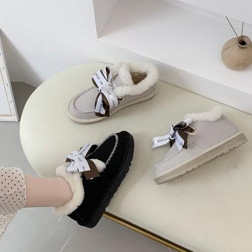 Plus velvet warm cotton shoes flat lace womens boots Cute Snow Boots Winter new female snow boots non-slip student U11-29