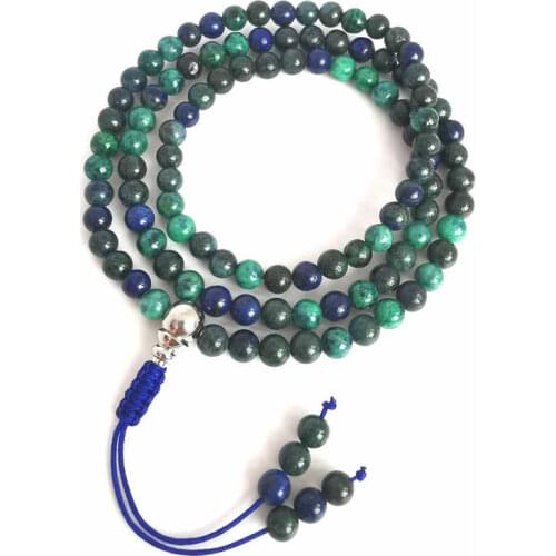 Natural Stone Beaded Necklace 108PCS Pheonix Lapis Lazuli Prayer Meditation Mala Free Ship BRO518