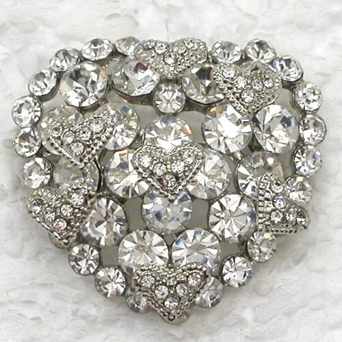 Heart Brooch Clear Rhinestone Bridal Wedding party Heart Pin brooches C365 A